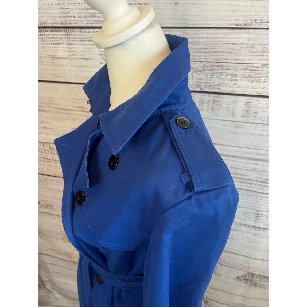 Kenneth Cole Reaction Womens Belted Rain Trench Coat Blue Size Small - Picture 6 of 15